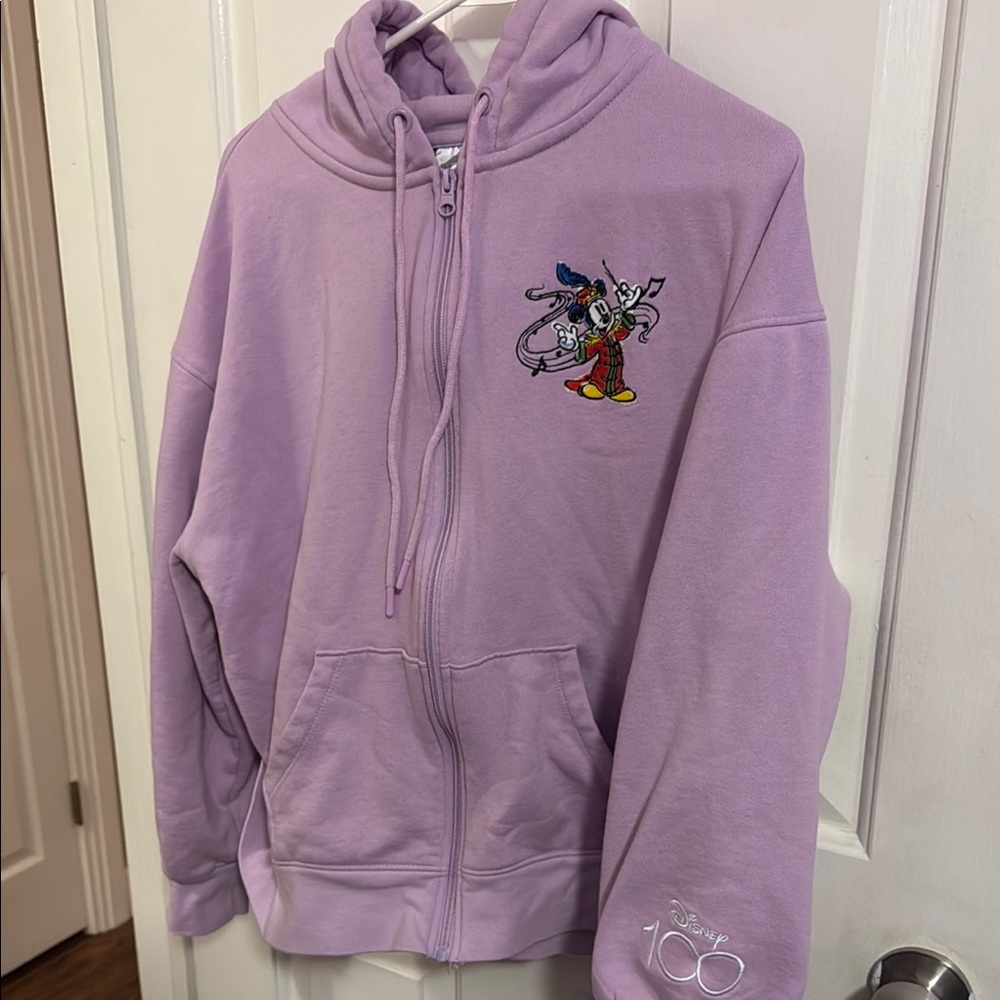 Disney Lavender Hoodie with Mickey Mouse Embroidery 100th anniversary